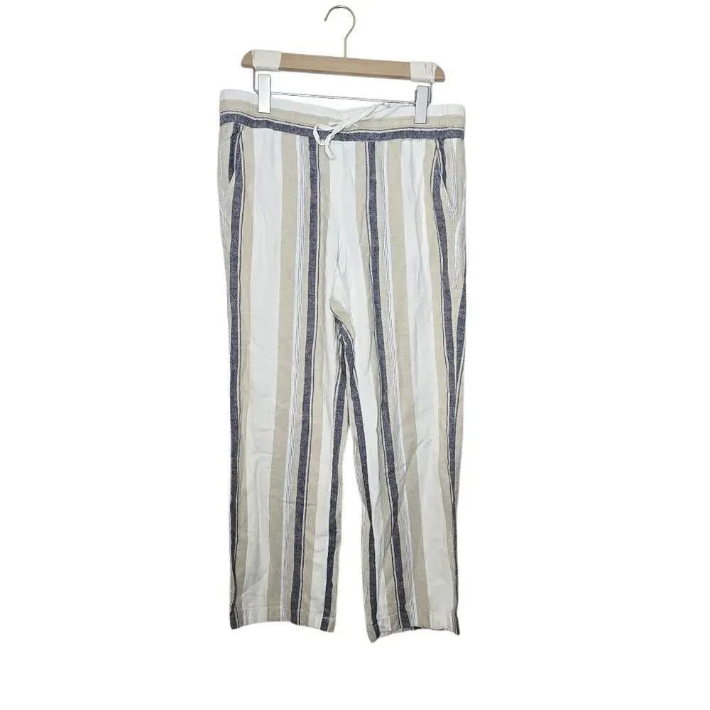 Ann Taylor Linen Blend Pants Size Medium Drawstring Casual